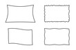 Rectangle frame set. Doodle wavy curve deformed textured frames. Border sketch set. Vector illustration on a white background.