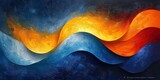 Fototapeta  - Wave of the Month Blue and Orange Swirl Generative AI