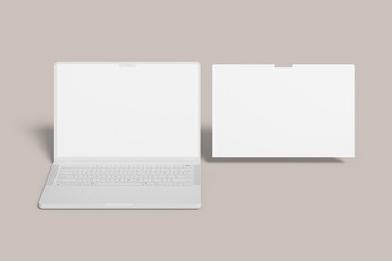 Clay Laptop Screen Blank Mockup