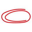 Red circle, pen draw. Highlight hand drawing different circles isolated on background. Handwritten red circle. For marking text,  mark icon,  numbers, marker pen, pencil, logo and text check, vector. 
