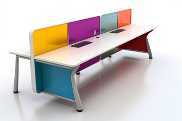 Wall Mural - Colorful desk with laptop on it and mouse.