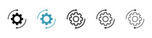 Operational Flow Vector Icon Set. Process Gear Vector Symbol For UI Design.
