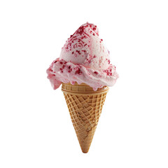 Sticker - strawberry ice cream cone isolated on transparent background