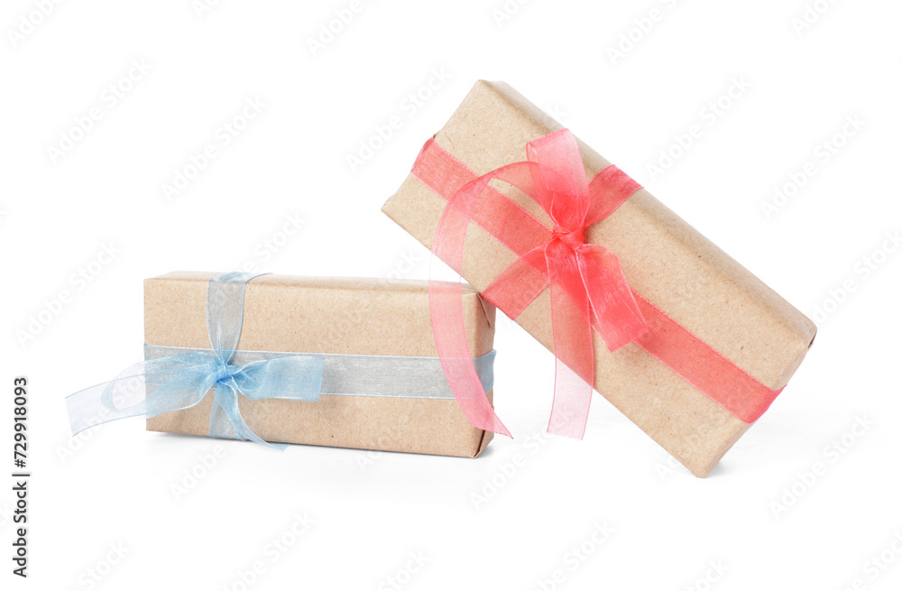 Gift boxes on white background. International Women's Day