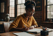 © eman - woman study and writing in her room, African woman studying