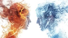 Conceptual Image Of A Man And A Woman In Flames.