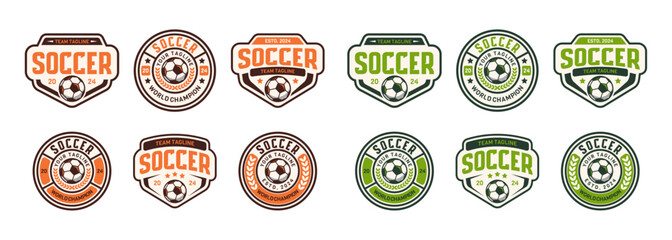 Wall Mural - Set of soccer Logo or football club sign Badge. Football logo with shield background vector design