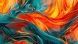 Luxury fabrics abstract colorful wallpaper. Dark orange and light cyan texture background. AI generated