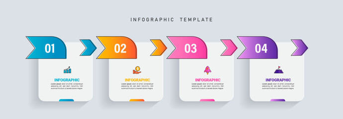 Infographic design template business concept with 4 steps vector.