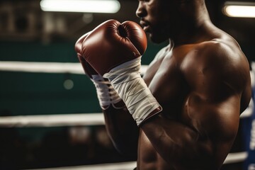 Wall Mural - boxer wrapping hands before training session