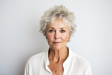 Wall Mural - Portrait of a senior woman with grey hair looking at the camera