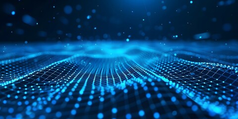 digital connectivity with abstract blue technology background and cyber network grids