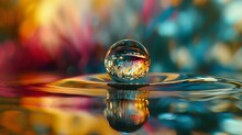 "Macro Distortion: Reflection In Water Droplet, Ultra Realistic 8K - Digital Camera Capture"