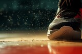 Fototapeta  - closeup on sneaker grip, dusty court floor