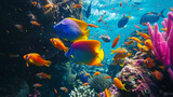 Fototapeta Do akwarium - Colorful reef fishes
