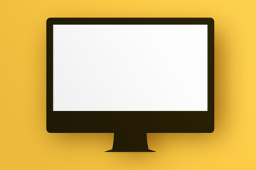 LCD monitor personal computer isolated template mono block. Blank screen mockup frame display to showcase website design project.