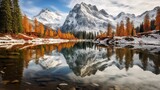 Fototapeta Na ścianę - Mirror-Like Mountain Lake Reflection