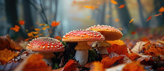 Poster - mushrooms in the fall forest