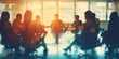 © STUDIO.no.3 - AI generative image: Abstract blurred defocused of asian young team sitting group circle meeting in top wide angle view in modern office.