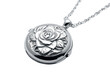 Silver Locket with a Rose Design Isolated on Transparent Background