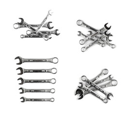 Wall Mural - Wrenches of different sizes isolated on white background