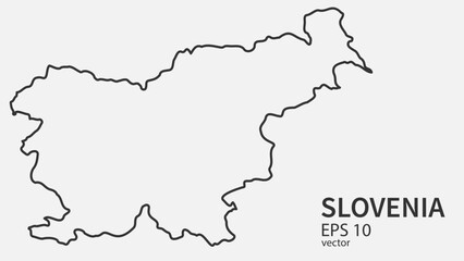 Vector line map of Slovenia. Vector design isolated on white background.	
