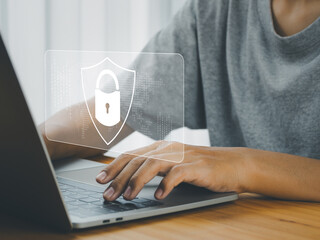 Wall Mural - cyber security concept, internet security data connection user privacy in accessing personal informa