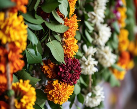 Indian Wedding Flower Garland Decoration Toran for Hindu Festivals