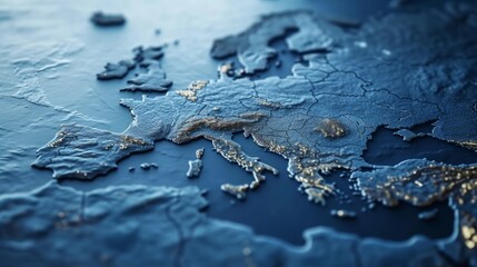 Canvas Print - A close up of a map showing europe and the uk, AI