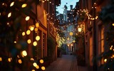 Fototapeta Londyn - Decorative Lights Adorning Houses