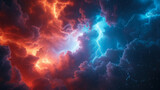 Fototapeta Kosmos - Electric Dreams: A Symphony of Red and Blue Lightning