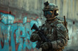 © Andrii  - Guardian in Action: Bright Military Scene