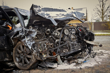 Wall Mural - Сar body after accident on a road