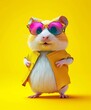a cute hamster is cool and trendy as an influencer