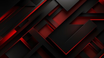 Abstract minimalist geometric background with dynamic black forms and red lines - modern artistic design for graphic projects