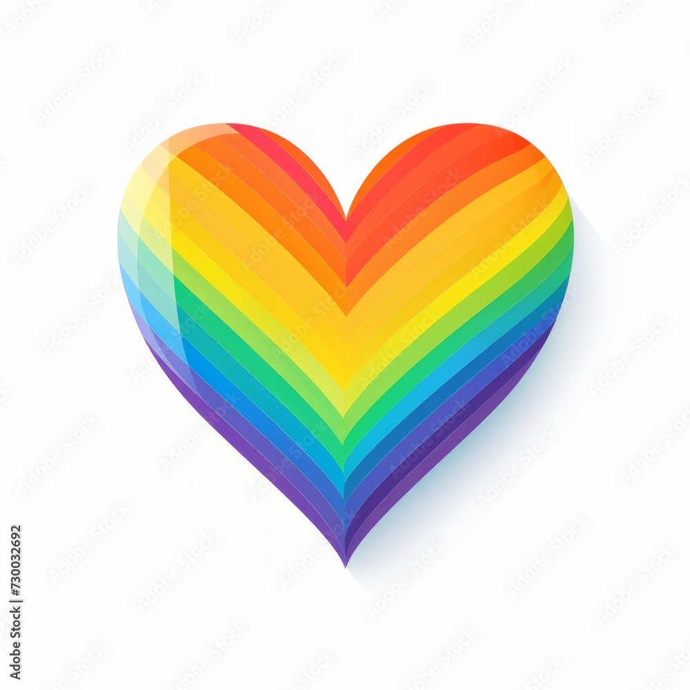 Heart shape in rainbow colors in a flat cartoon style, minimalist style ...