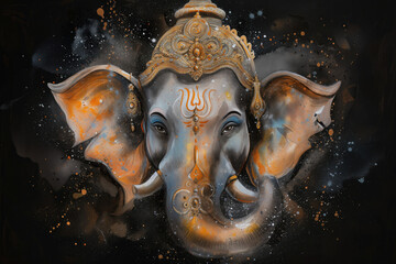 Wall Mural - Ganesha, Hinu God, Watercolor Illustration, Generative AI