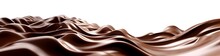 Chocolate Brown Cream Liquid Paint Ink Splash Swirl Wave On Transparent Background Cutout, PNG File. Long Banner Seamless Mockup Template For Artwork Graphic Design	
