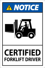 Wall Mural - Hard Hat Labels, Notice Certified Forklift Driver