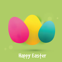 Canvas Print - Glossy Colorful Eggs on Green Background for Happy Easter Celebration Concept. Can Be Used Greeting Card Design.