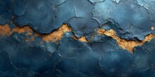 Richly Textured Surface Gives Impression Of Weathered Metallic Wall - Color Is A Deep Oceanic Blue With Hints Of Lighter Blue Hues Suggesting A Patina Effect Created With Generative AI Technology