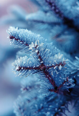 Canvas Print - A detailed close-up of a tree covered in frost. Perfect for winter-themed projects or nature-inspired designs