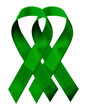 Two green ribbons on transparent background.