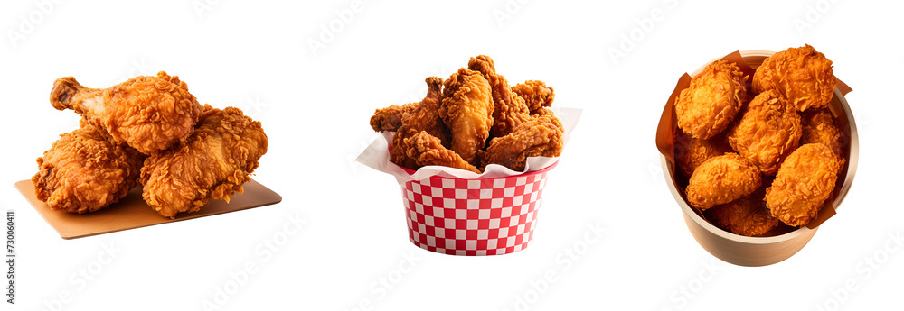 Delicious Crispy Fried Chicken Set in a Bucket: Top and Side View Fast ...