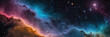 space banner. universe, starry sky, blots, planets, bright colors, background