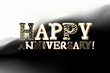 Happy Anniversary. Phrase written with a whimsical font consist of a letter in a various fusion style
