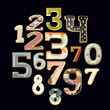 Whimsical collection of a various numerals letter in a fusion style.
