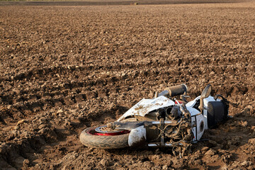 Wall Mural - Damaged motorbike after collision with wild animal