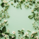 Fototapeta Kwiaty - flowers on mint background with space for text.