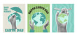 © Syuzann q - Earth day flyers set. Save the planet retro posters. Template for holiday eco banners. Vector illustration